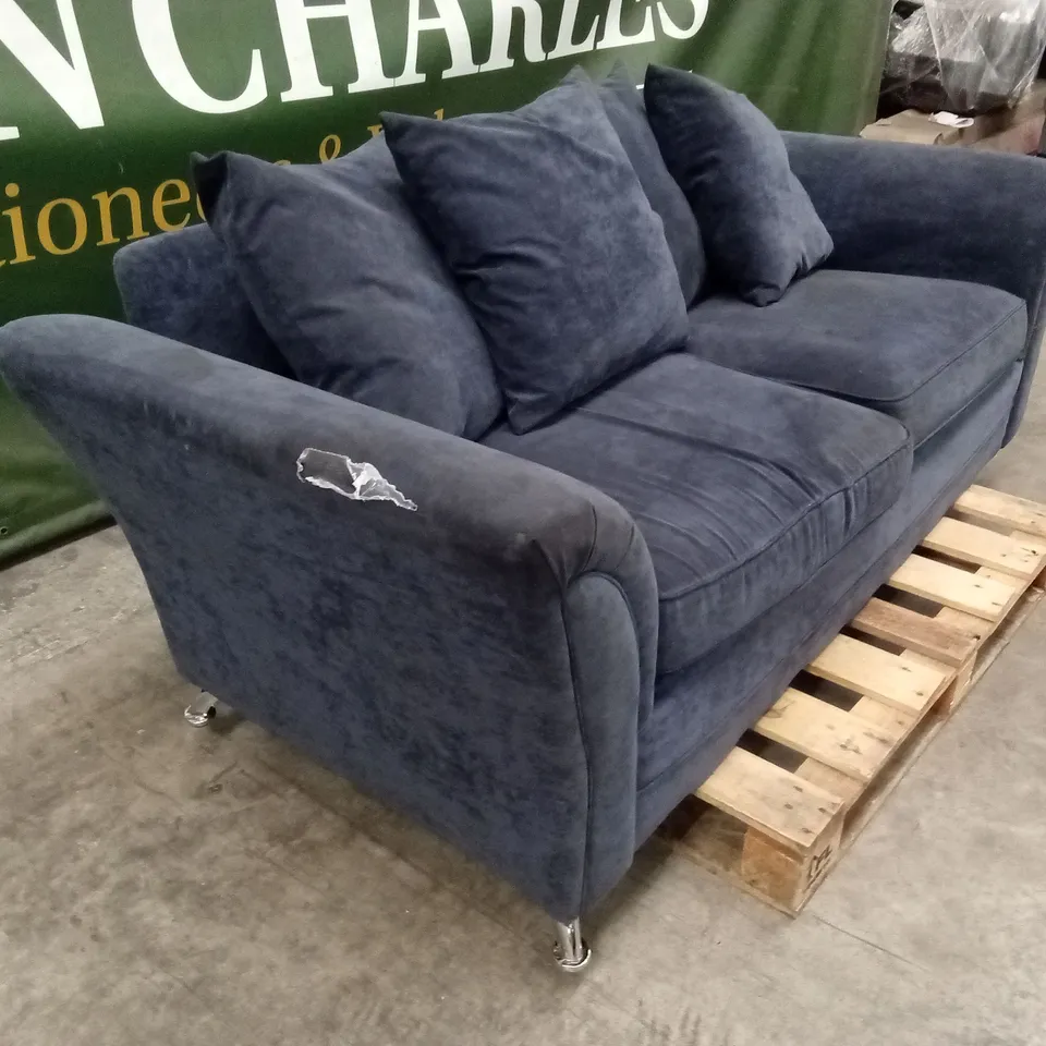 DURY FABRIC 3 SEATER SCATTER BACK SOFA - BLUE RRP £499