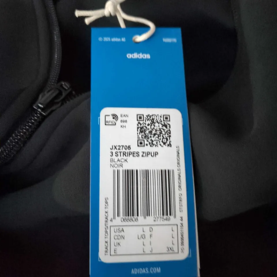 ADIDAS ORIGINALS 3-STRIPES ZIP-UP JACKET – BLACK, UK L