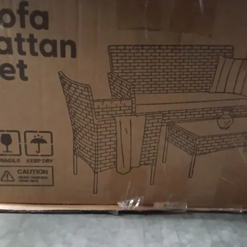 BOXED KEPLIN 4 SEATER SOFA RATTAN SET 