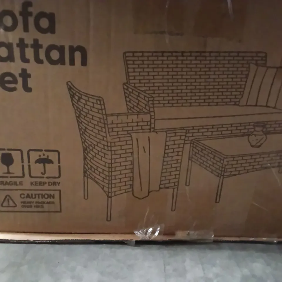 BOXED KEPLIN 4 SEATER SOFA RATTAN SET 