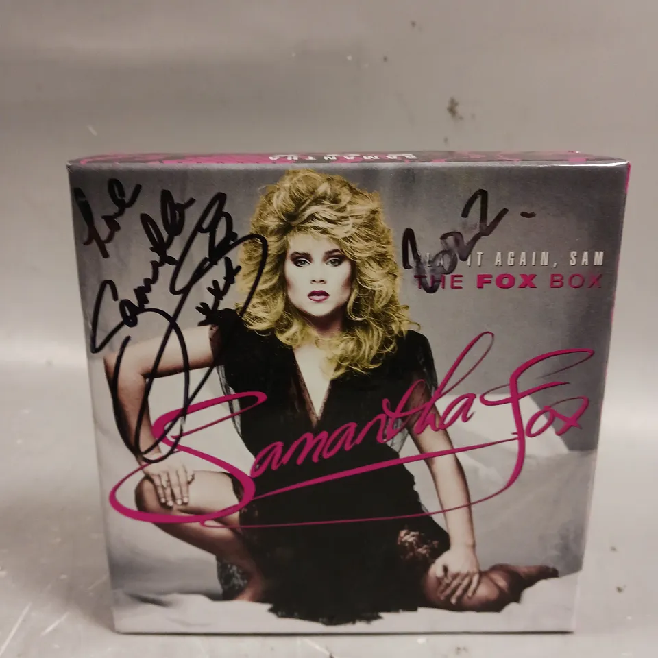 BOXED SIGNED SAMANTHA FOX PLAY IT AGAIN, SAM ALBUM BOX SET 