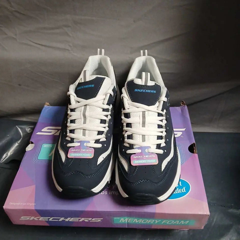 SKECHERS WOMEN'S MEMORY FOAM SNEAKERS – NAVY/BLUE, UK 6 (EU 39)