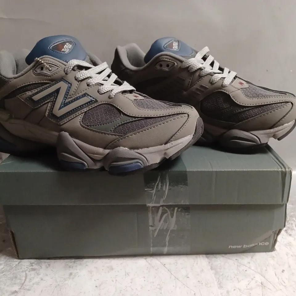 BOXED PAIR OF NEW BALANCE 9060 TRAINERS IN GREY SIZE UK 8
