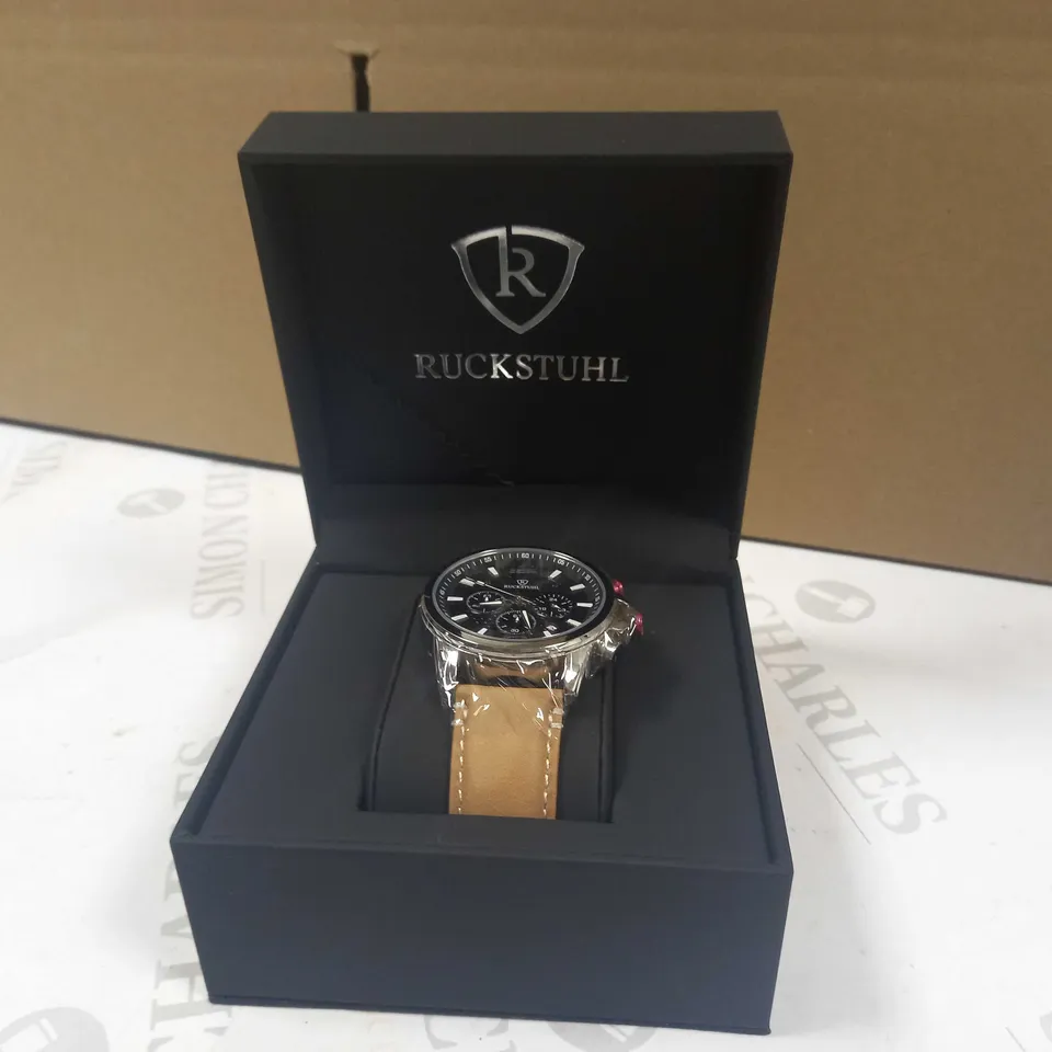 RUCKSTUHL TRIPLE DIAL LEATHER STRAP WRISTWATCH RRP £560