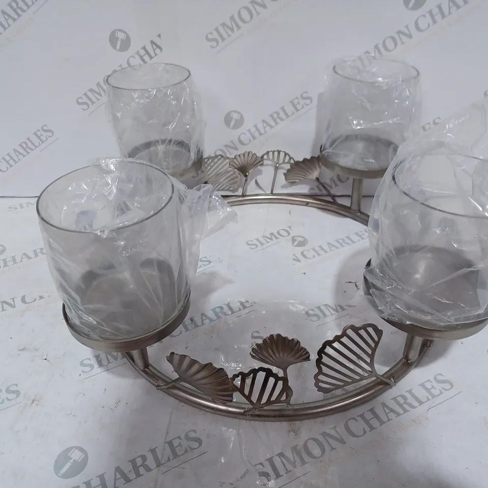 ALISON CORK GINKO CENTREPIECE CANDLE HOLDER - SILVER