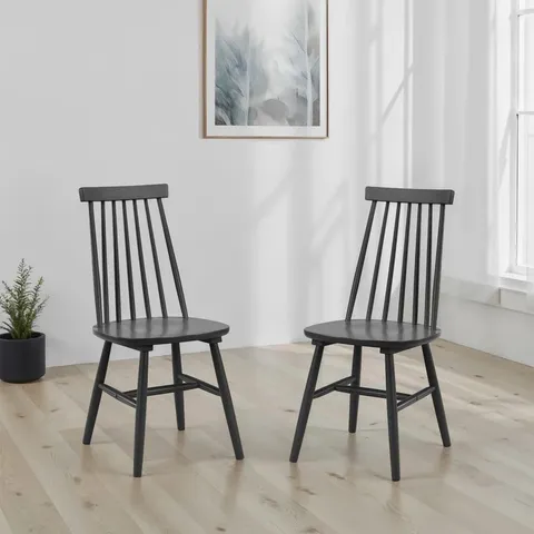 BOXED SET OF 2 JULIAN BOWEN ALASSIO SPINDLE BACK DINING CHAIRS - BLACK (1 BOX)