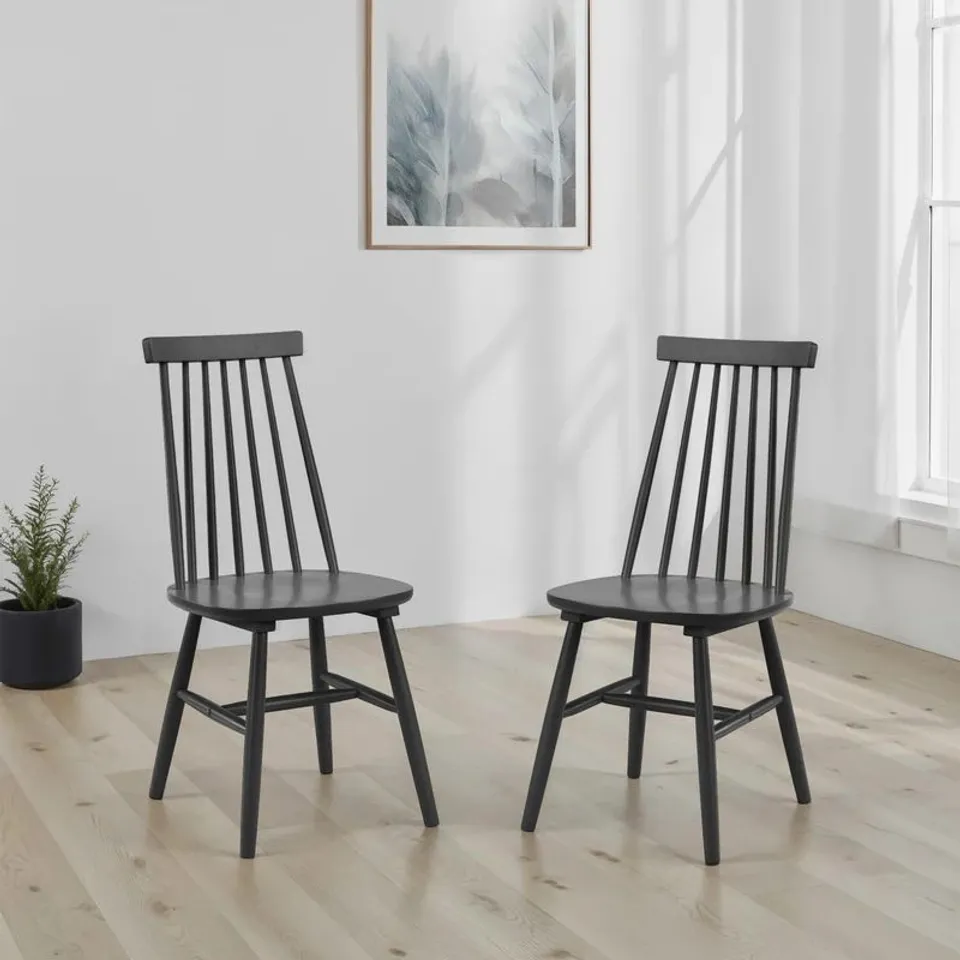 BOXED SET OF 2 JULIAN BOWEN ALASSIO SPINDLE BACK DINING CHAIRS - BLACK (1 BOX)