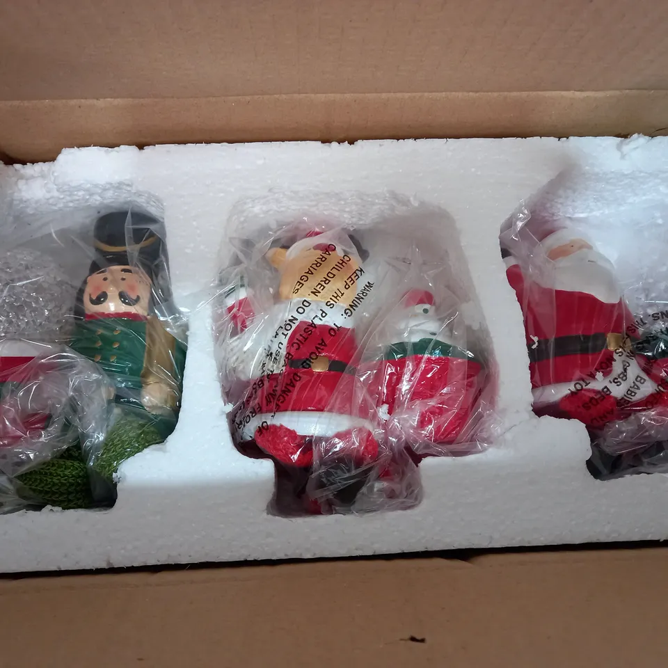 SANTAS EXPRESS SET OF PRE-LIT DANGLY LEG CHARACTERS
