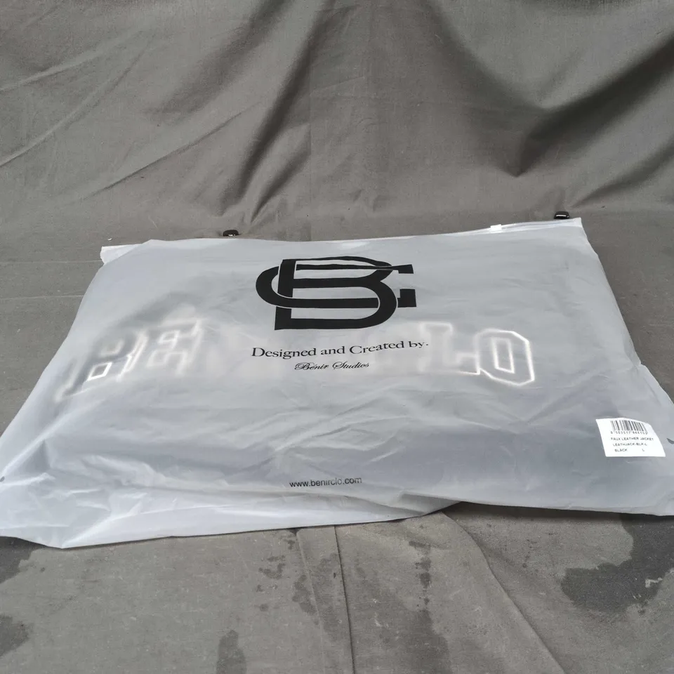 BENIR STUDIOS FAUX LEATHER JACKET BLACK LARGE