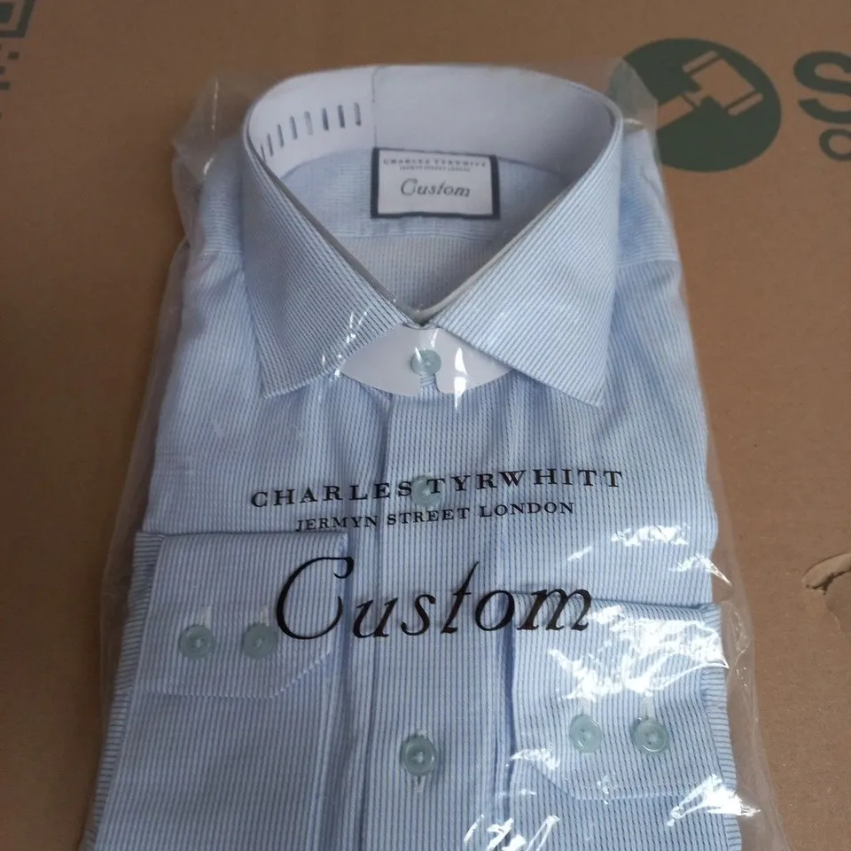 CHARLES TYRWHITT CUSTOM DRESS SHIRT – LIGHT BLUE STRIPED, PACKAGED