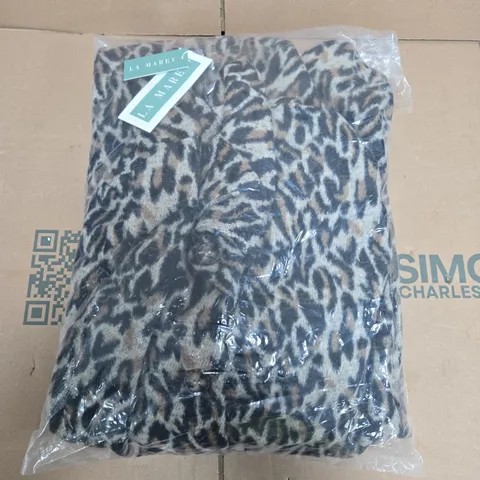 BAGGED LA MAREY WOMEN'S SIGNATURE LEOPARD PRINT FAUX FUR LONGLINE COAT - LARGE