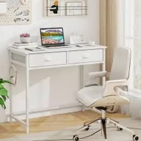 BOXED SPACE SAVING COMPUTER DESK WITH 2 FABRIC DRAWERS (1 BOX)