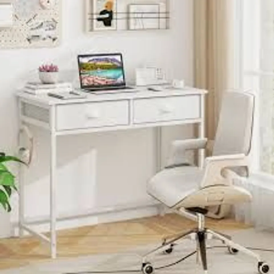 BOXED SPACE SAVING COMPUTER DESK WITH 2 FABRIC DRAWERS (1 BOX)