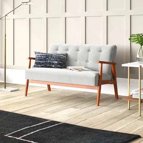BOXED WASSER FABRIC 129CM RECEPTION LOVESEAT -GREY-