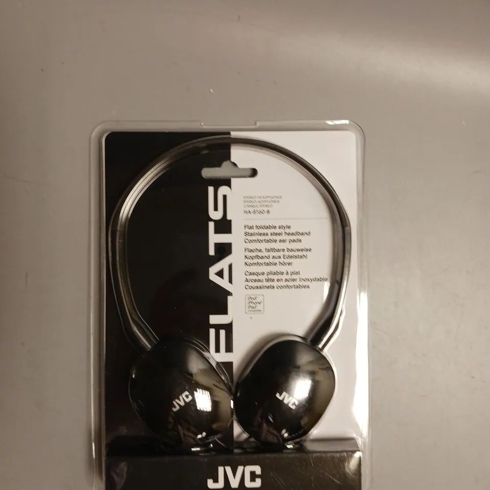 SEALED JVC FLATS STEREO HEADPHONES IN BLACK FOLDABLE STYLE 