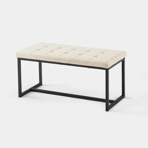 BOXED WYN VELVET DINING BENCH END-OF-BED BENCH - CREAM