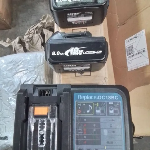 BOXED 2 X LITHIUM-ION 18V BATTERIES WITH CHARGER 