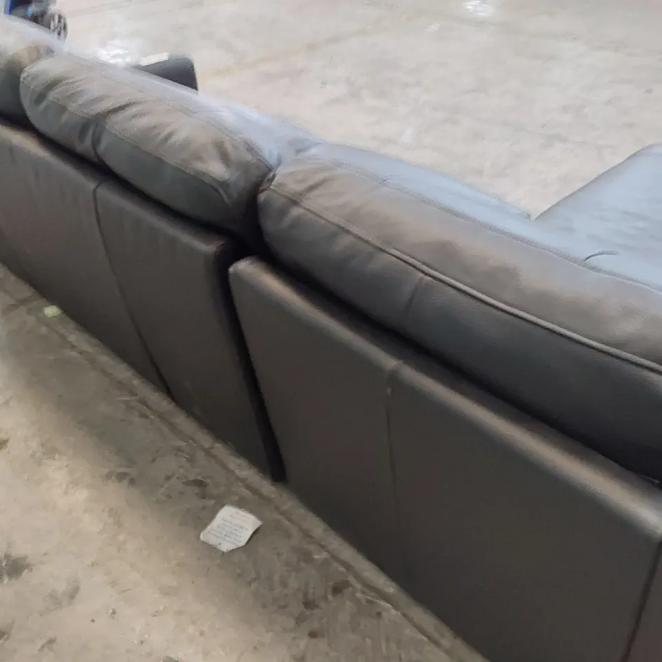 DESIGNER CHAISE SOFA BLACK LEATHER 