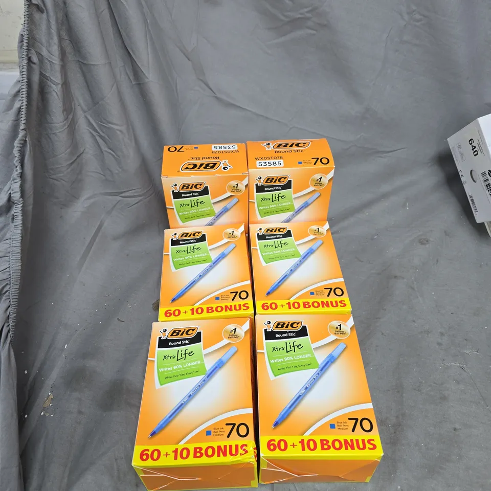 BIC ROUND STIC XTRA LIFE BALLPOINT PENS – 70 PER BOX, SET OF 6 BOXES