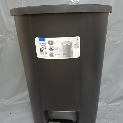 ADDIS MODE 50LTR SEMI D SHAPE PLASTIC PEDAL BIN - BLACK - COLLECTION ONLY