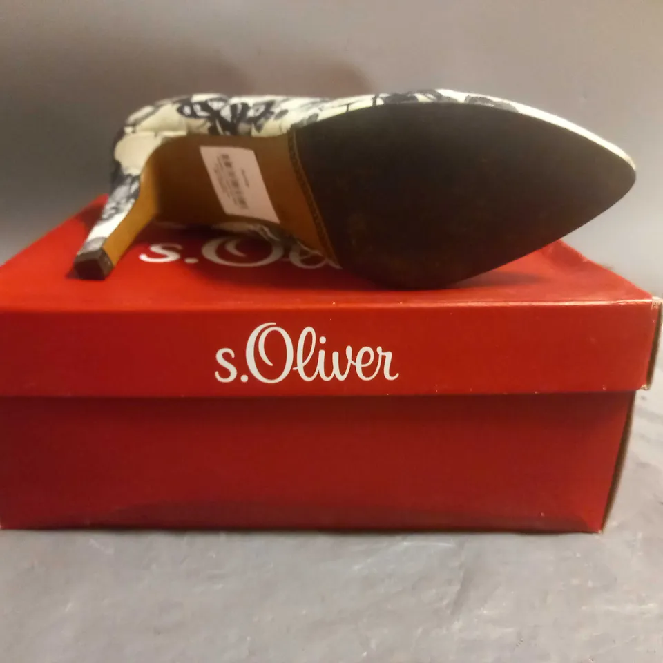 S.OLIVER LADIES HIGH HEELED COURT SHOES BLACK FLOWER DESIGN SIZE EU 40