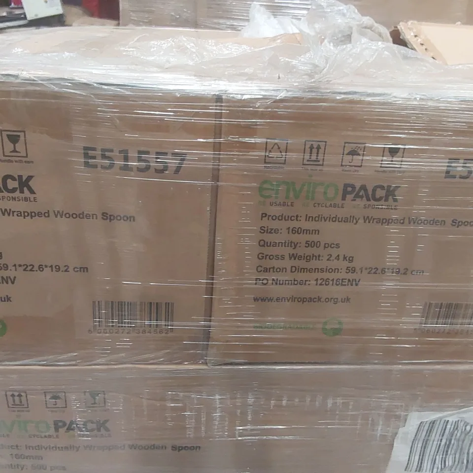 PALLET CONTAINING APPROXIMATELY 20,000 ENVIRONMENTALLY FRIENDLY DISPOSABLE WOODEN SPOONS