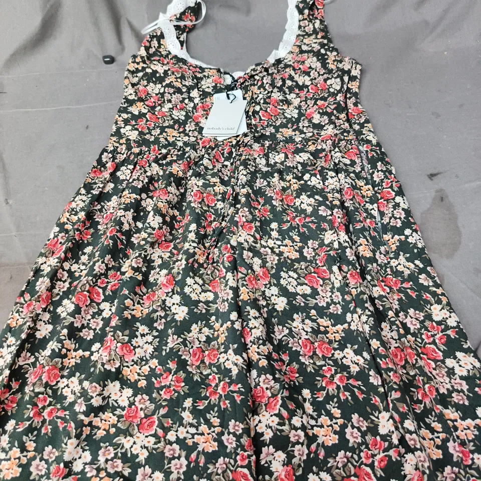 NOBODY'S CHILD HEATHER MIDI DRESS - GREEN FLORAL, UK10 