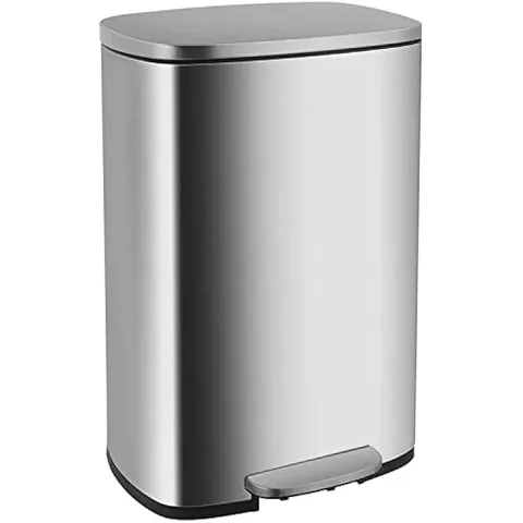 BOXED 50L KITCHEN TRASH CAN WITH LID FINGERPRINT-PROOF BRUSHED STAINLESS STEEL