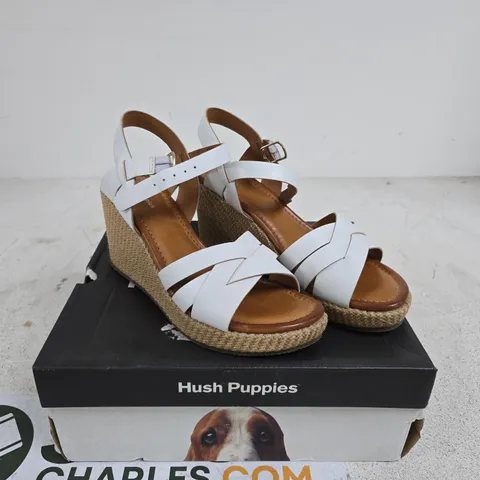 HUSH PUPPIES PHOEBE LEATHER WEDGE SANDAL UK 6 BOXED