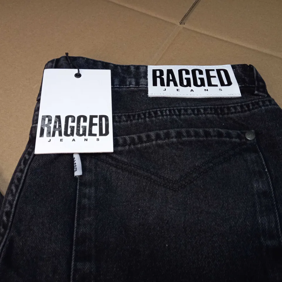 RAGGED CHARCOAL LONG SKATER DENIM JEANS - SIZE W36