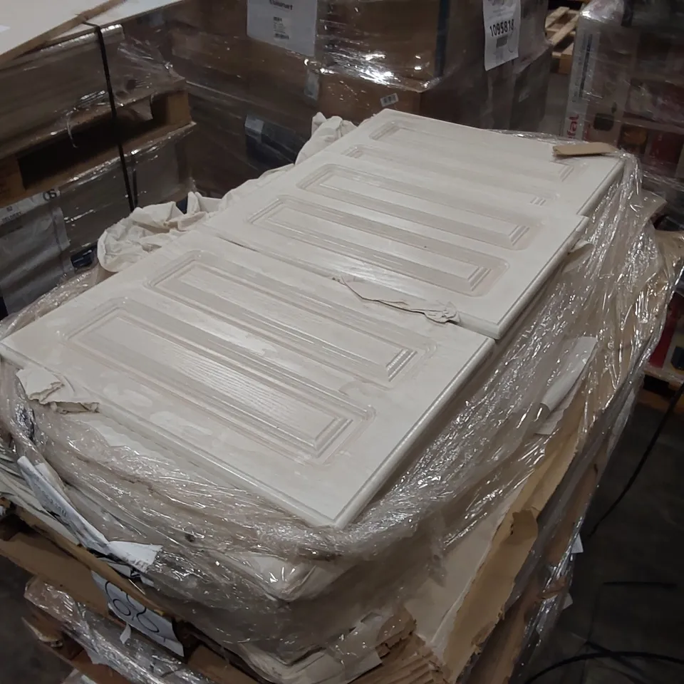 PALLET OF LARGE QUANTITY OF KITCHENS/BEDROOM REPLACEMENT CABINET DOOR/DRAWER/END PANELS IN ASSORTED SIZES