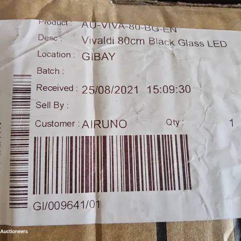 BOXED AIRONE VIVALDI 80 BLACK GLASS EXTRACTOR WITH LED LIGHTING