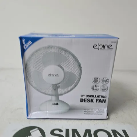 ELPINE 9IN OSCILLATING DESK FAN – BOXED 