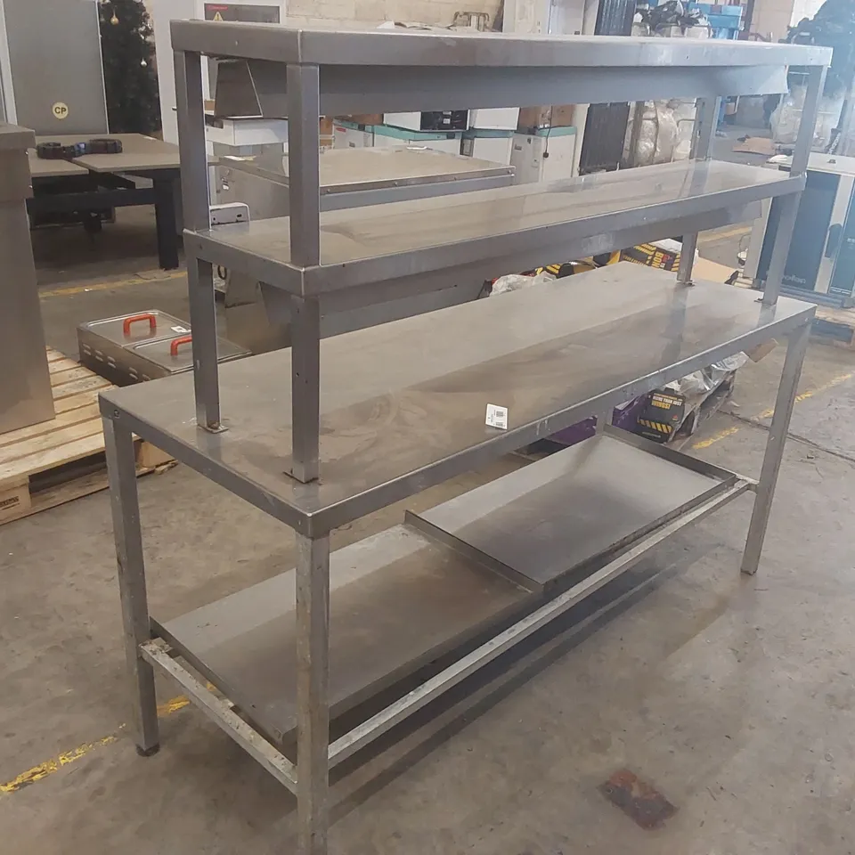 STAINLESS TABLE WITH 2 TIER HEATED GANTRY
