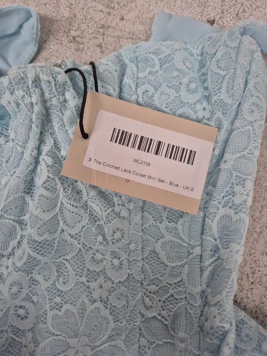 Lot 4878: MARS THE LABEL CINCHED LACE CORSET MINI SET – BLUE, UK 6 ...