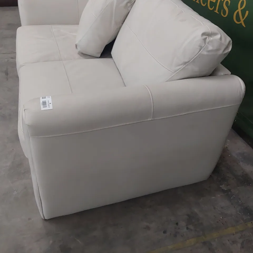 DESIGNER 2.5 SEATER SOFA BEIGE LEATHER 