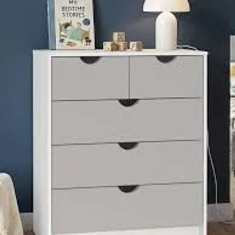BOXED MICO 3+2 DRAWER CHEST - GREY/WHITE (1 BOX)