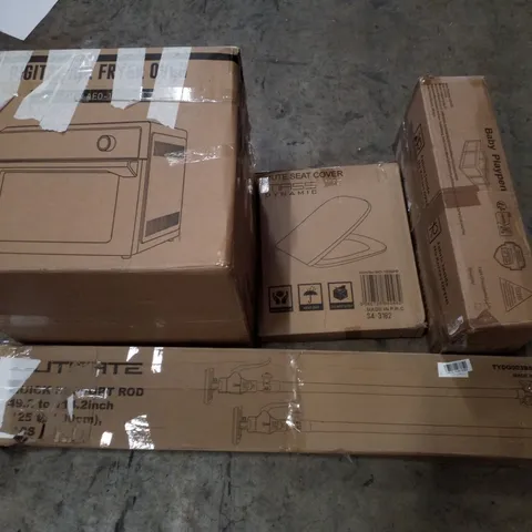 PALLET CONTAINING ASSORTED PRODUCTS INCLUDING AIR FRYER, TOILET SEAT, BABY PLAYPEN & QUICK SUPPORT RODS