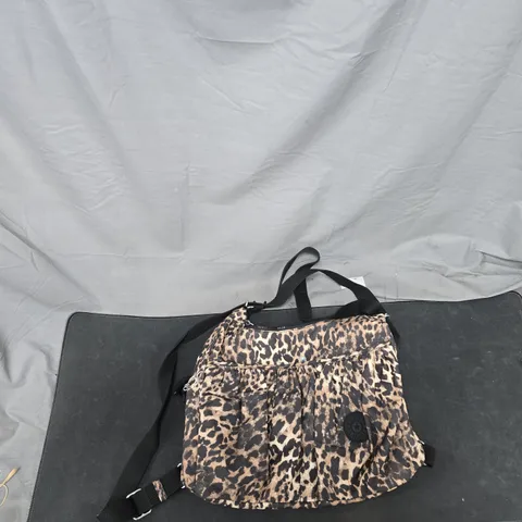 KIPLING LEOPARD PRINT HANDBAG – BLACK STRAPS 