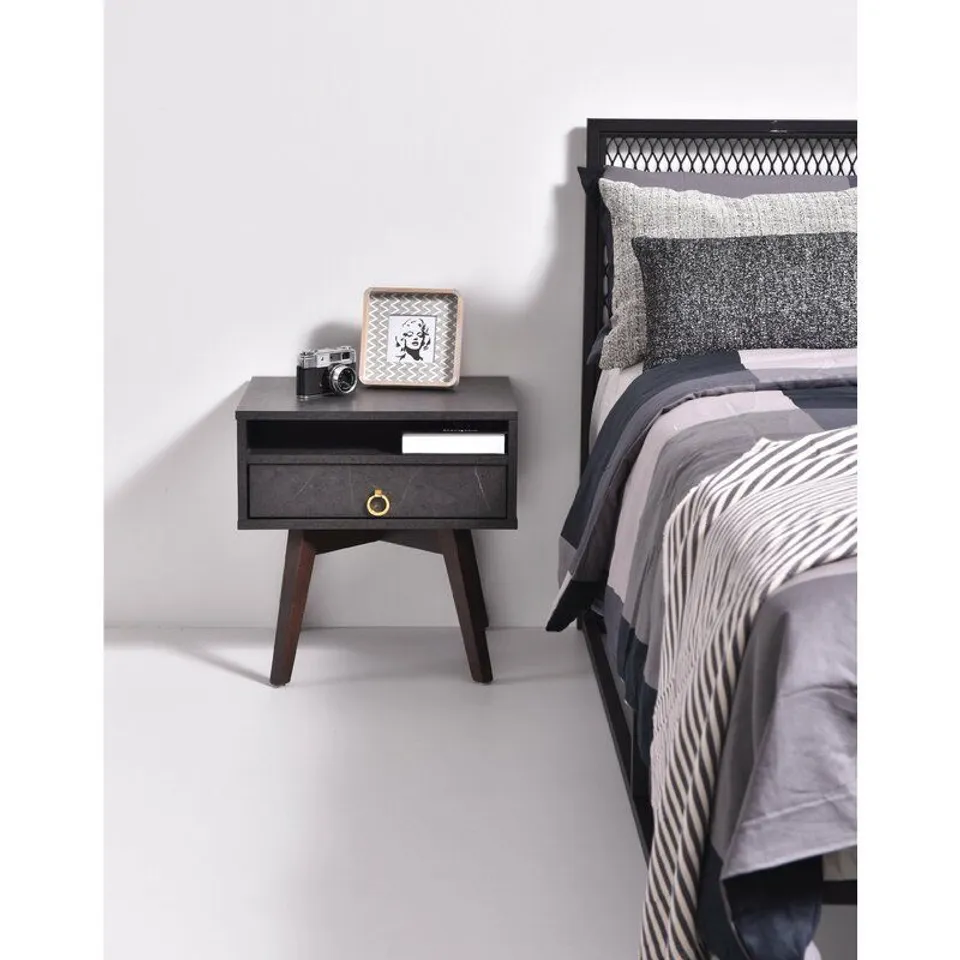 REATHA 1 DRAWER BEDSIDE TABLE GREY STONE