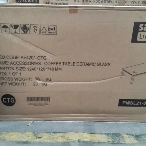 BOXED RECTANGULAR COFFEE TABLE WITH CERAMIC GLASS
