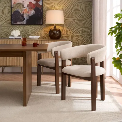 BOXED DUSK BRIDGET SET OF 2 DINING CHAIRS - CHENILLE OATMEAL (1 BOX)