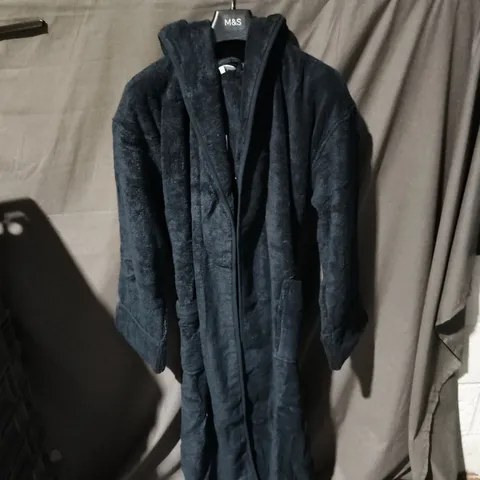 THE WHITE COMPANY ORGANIC COTTON HYDROCOTTON HOODED ROBE – NAVY, LARGE