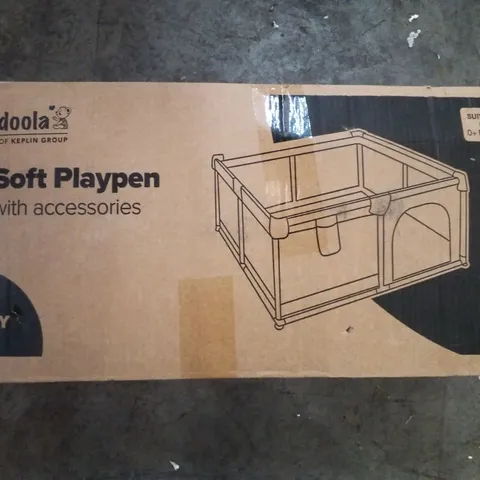 BOXED KIDOOLA SOFT PLAYPEN WITH ACCESSORIES - GREY