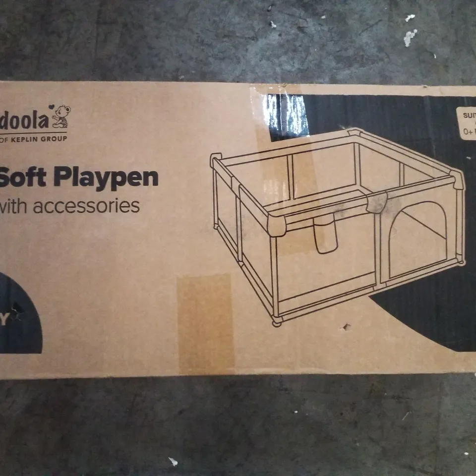 BOXED KIDOOLA SOFT PLAYPEN WITH ACCESSORIES - GREY
