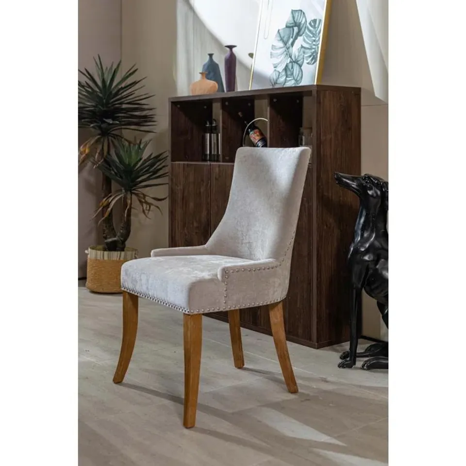 BOXED SET OF 2 LARONDA BEIGE DINING CHAIRS (1 BOX)