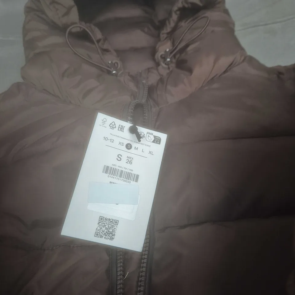 KIDS Bershka Quilted Puffer Jacket – Brown, Hooded