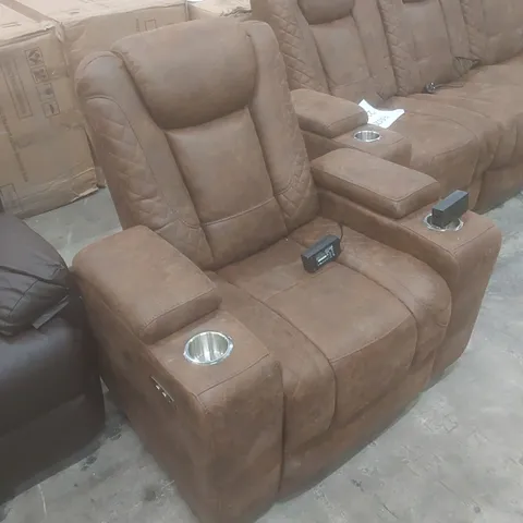 DESIGNER FABRIC UPHOLSTERED LEATHER-LOOK EASY POWER RECLINER CHAIR