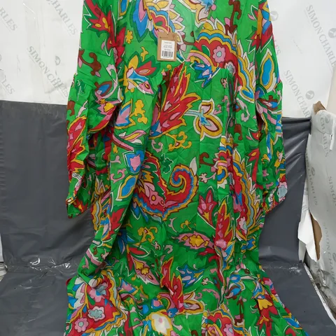 BODEN SARAH MAXI KAFTAN DRESS IN GREEN MULTI - UK 18R
