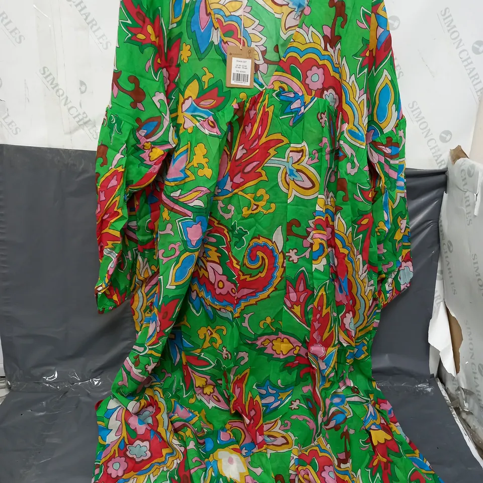 BODEN SARAH MAXI KAFTAN DRESS IN GREEN MULTI - UK 18R